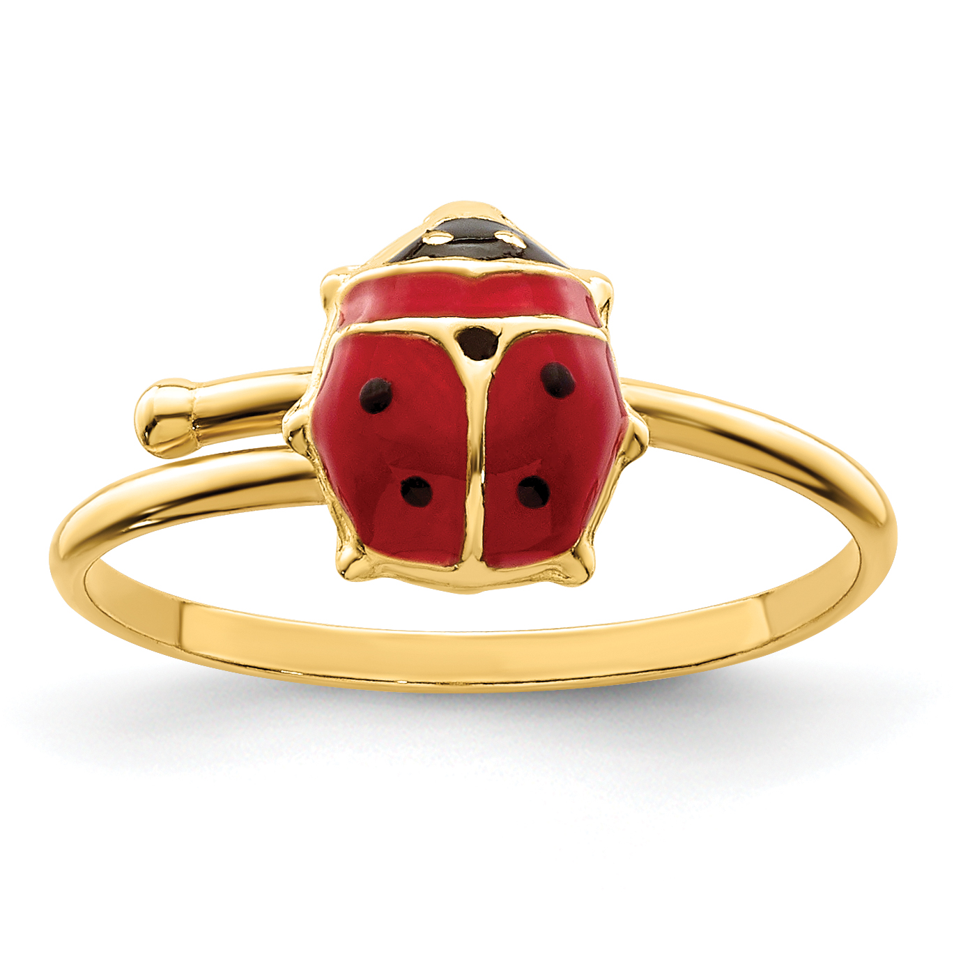 14k Polished Enameled Madi K Ladybug Adjustable Ring (GK1156)