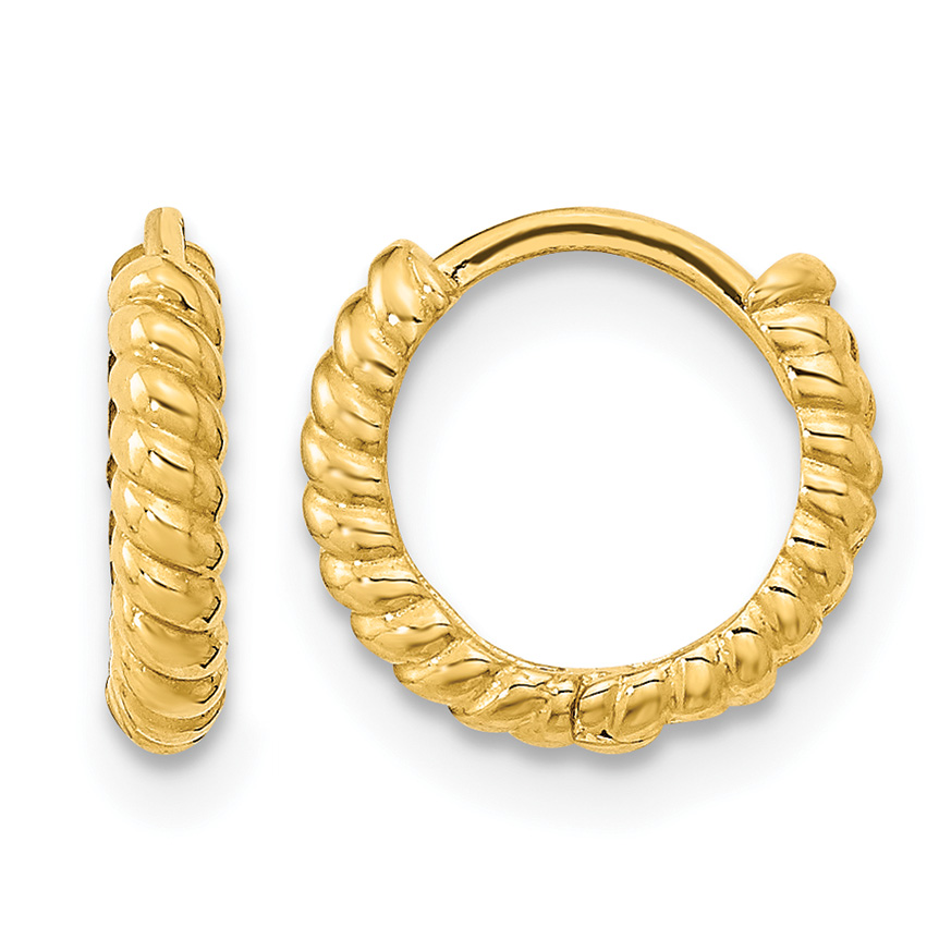 14K Madi K Polished Textured Hoop Earrings (GK1157)
