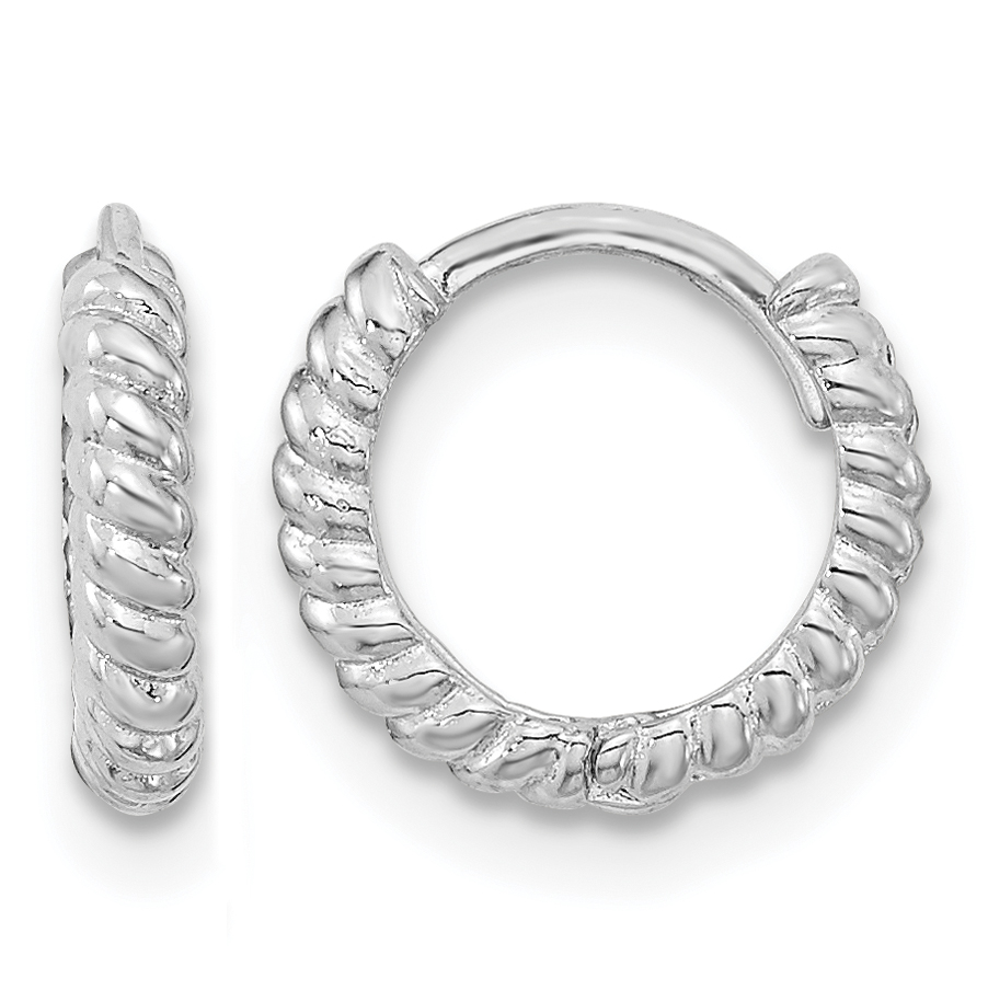 14K White Gold Madi K Polished Hoop Earrings (GK1158)