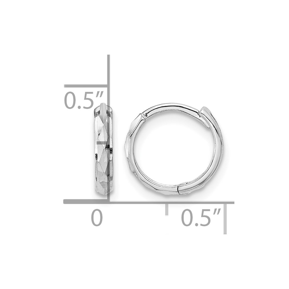 14K White Gold Madi K Hinged Diamond Cut Hoop Earrings (GK1160)