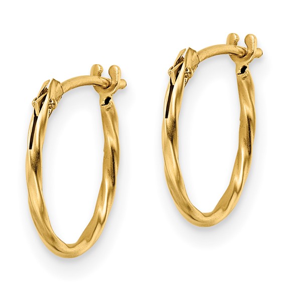 14K Madi K Polished Twisted 1x12mm Hoop Earrings