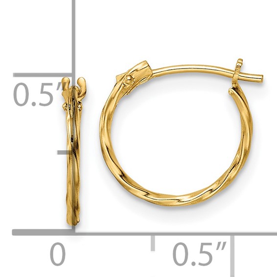 14K Madi K Polished Twisted 1x12mm Hoop Earrings