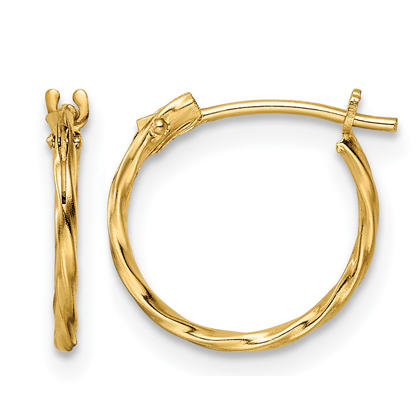14K Madi K Polished Twisted Hinged Hoop Earrings (GK1162)