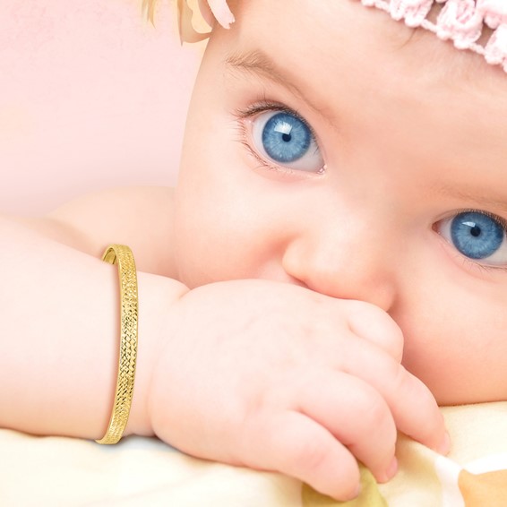 14K Polished Diamond-cut 3.75mm Flexible Baby Bangle