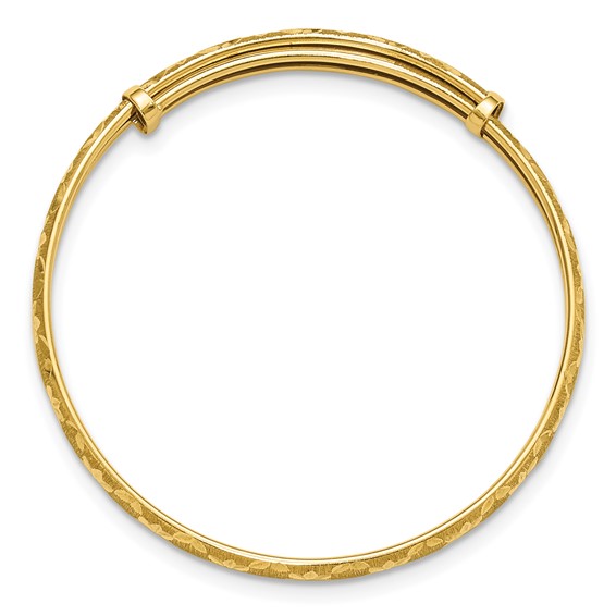 14K Satin and Diamond-cut 3.15mm Flexible Baby Bangle