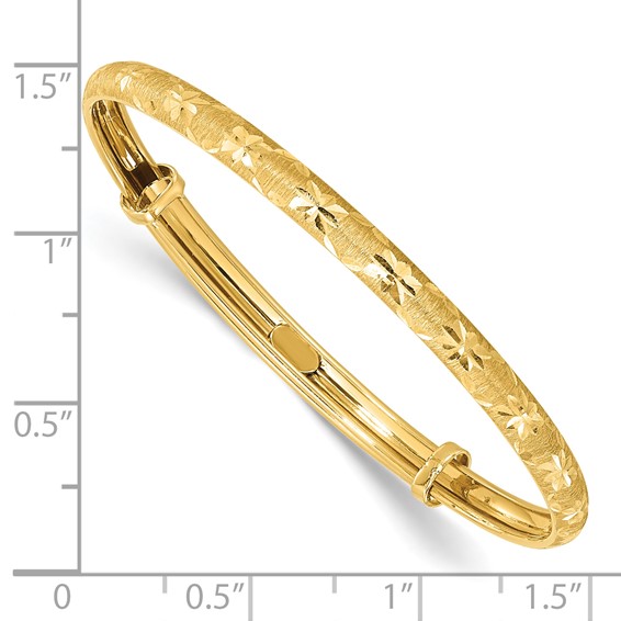 14K Satin and Diamond-cut 3.15mm Flexible Baby Bangle