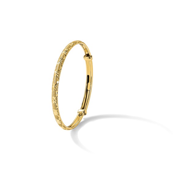 14K Satin and Diamond-cut 3.15mm Flexible Baby Bangle