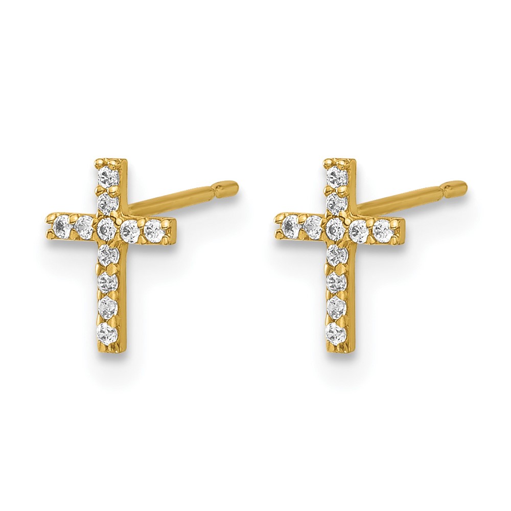 14k Madi K Polished CZ Cross Post Earrings (GK1168)