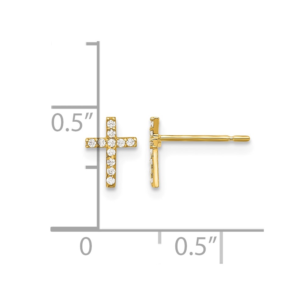 14k Madi K Polished CZ Cross Post Earrings (GK1168)