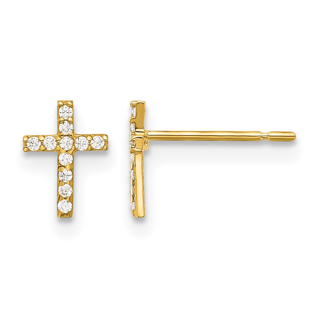 14k Madi K Polished CZ Cross Post Earrings (GK1168)