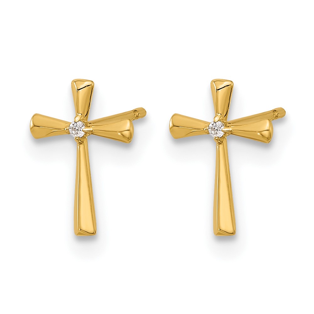 14k Madi K Polished CZ Cross Post Earrings (GK1169)