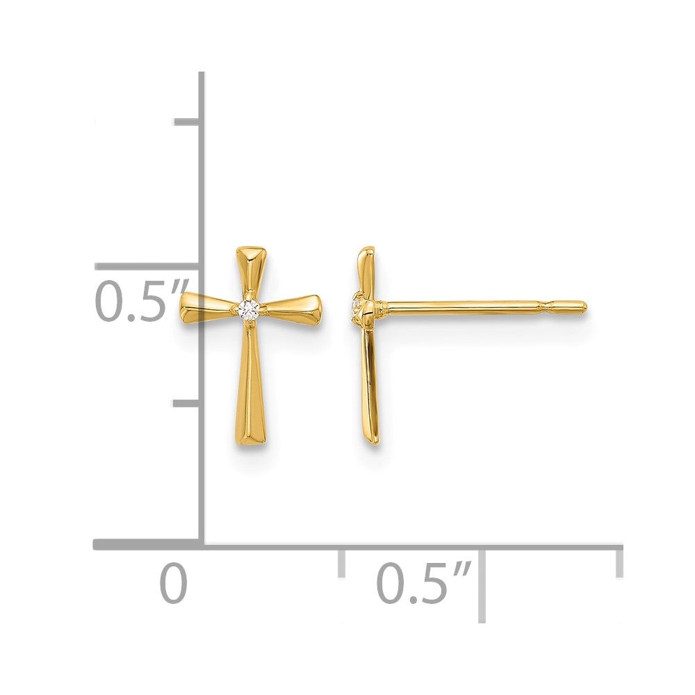 14k Madi K Polished CZ Cross Post Earrings (GK1169)
