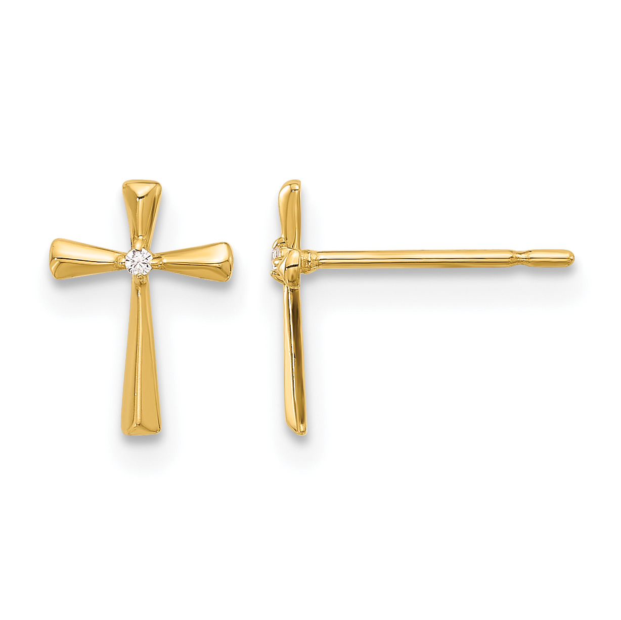 14k Madi K Polished CZ Cross Post Earrings (GK1169)