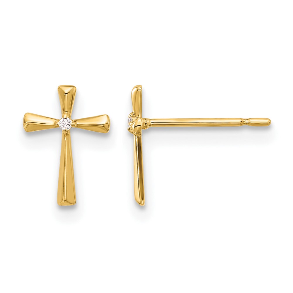 14k Madi K Polished CZ Cross Post Earrings (GK1169)