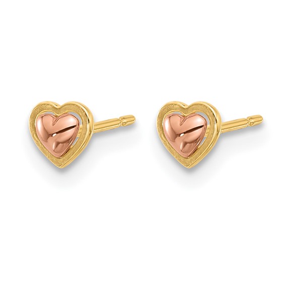 14k Two-Tone Madi K Polished 4mm Heart Childrens Post Earrings