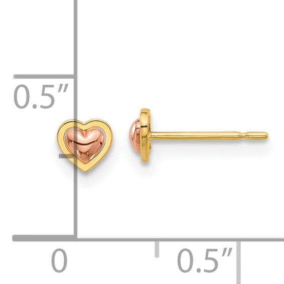 14k Two-Tone Madi K Polished 4mm Heart Childrens Post Earrings