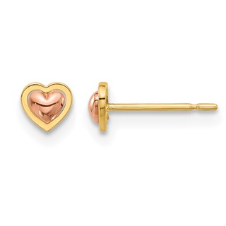 14k Two-Tone Madi K Polished 4mm Heart Childrens Post Earrings