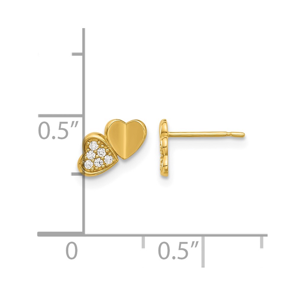 14k Madi K Polished CZ Double Hearts Post Earrings (GK1178)