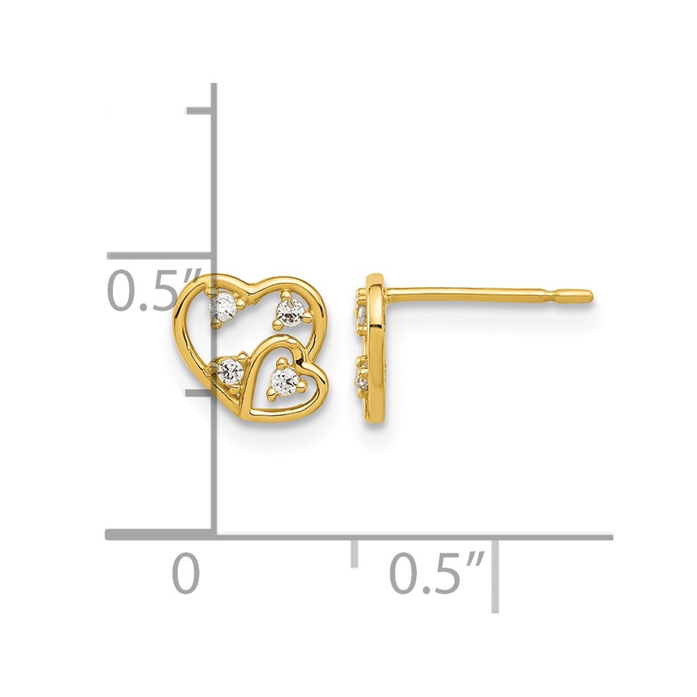 14k Madi K Polished CZ Hearts Post Earrings (GK1179)