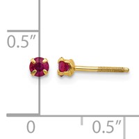 14K Yellow Gold Madi K 3mm Round Ruby Birthstone Screwback Post Earrings view 4