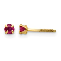 14K Yellow Gold Madi K 3mm Round Ruby Birthstone Screwback Post Earrings view 1