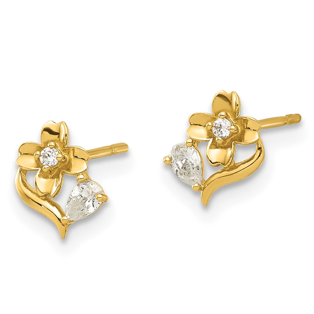 14k Madi K Polished CZ Flower Post Earrings (GK1181)
