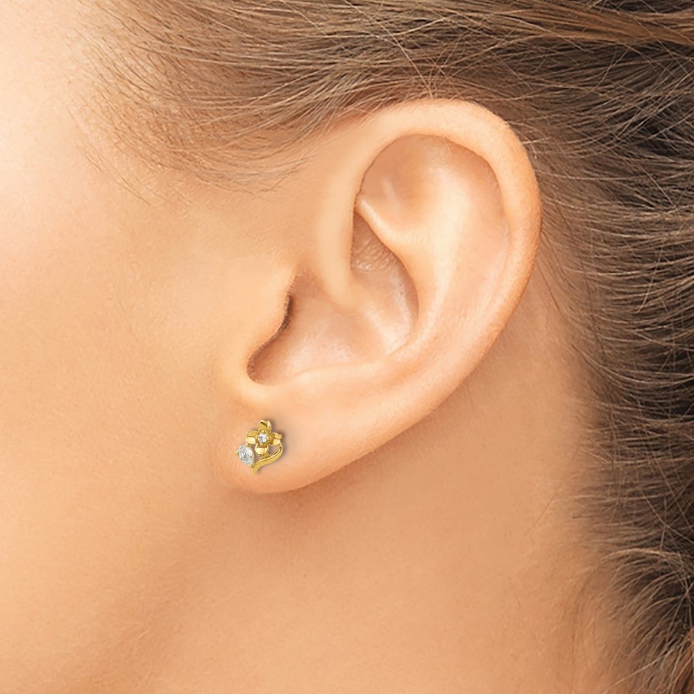 14k Madi K Polished CZ Flower Post Earrings (GK1181)