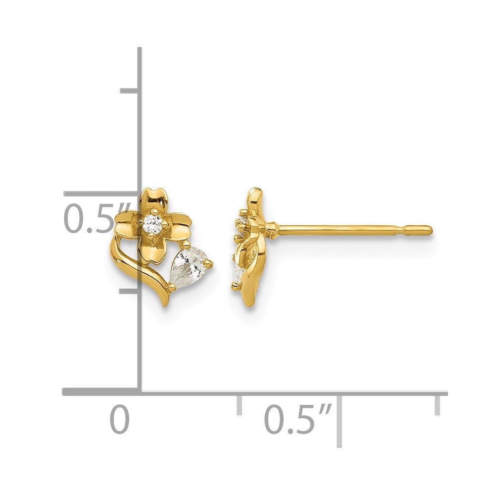 14k Madi K Polished CZ Flower Post Earrings (GK1181)