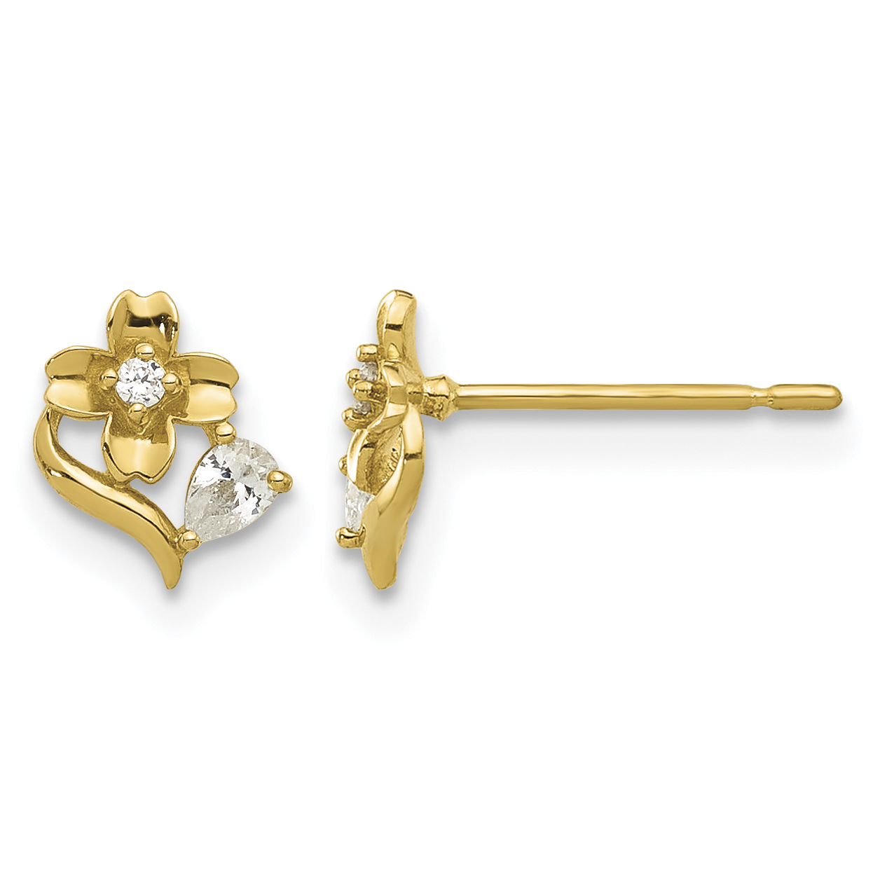 14k Madi K Polished CZ Flower Post Earrings (GK1181)