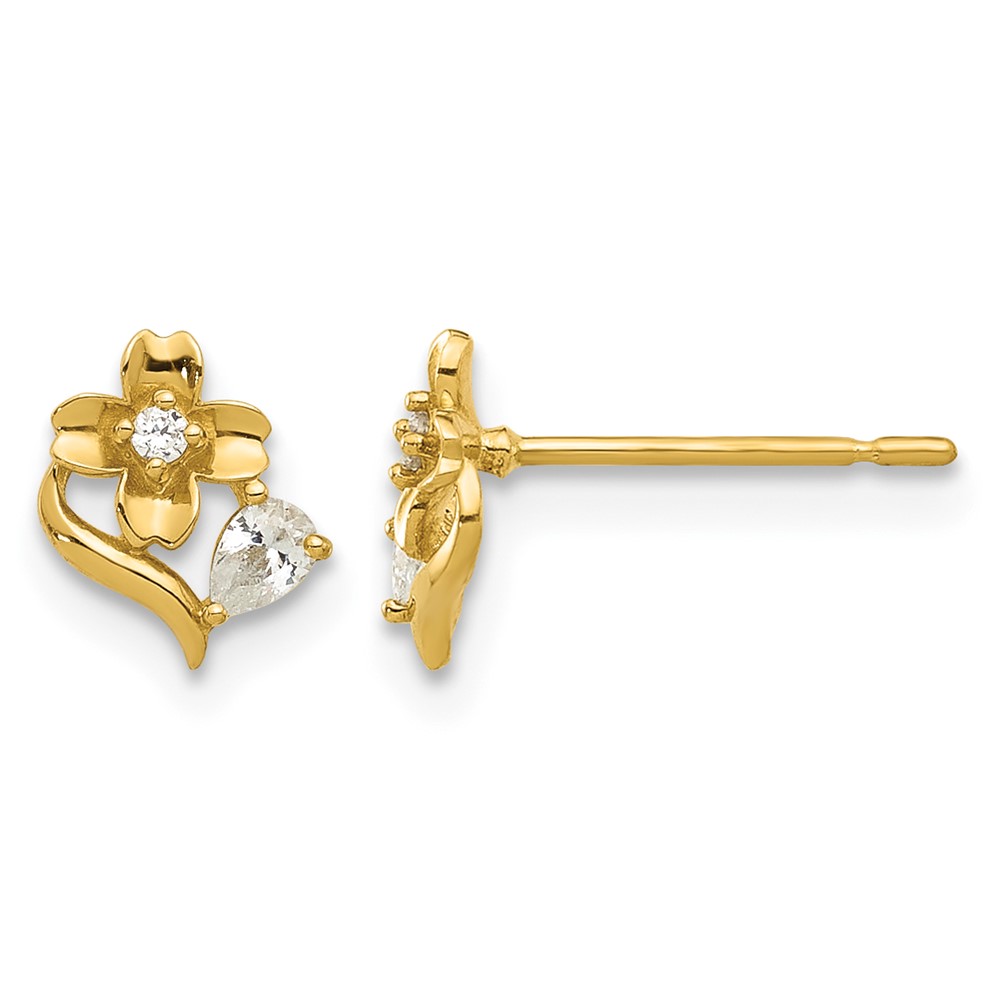 14k Madi K Polished CZ Flower Post Earrings (GK1181)