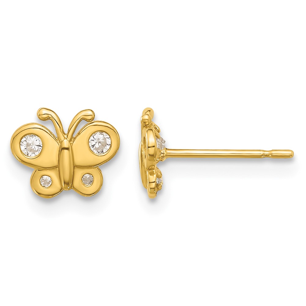 14k Madi K Polished CZ Butterfly Post Earrings (GK1183)