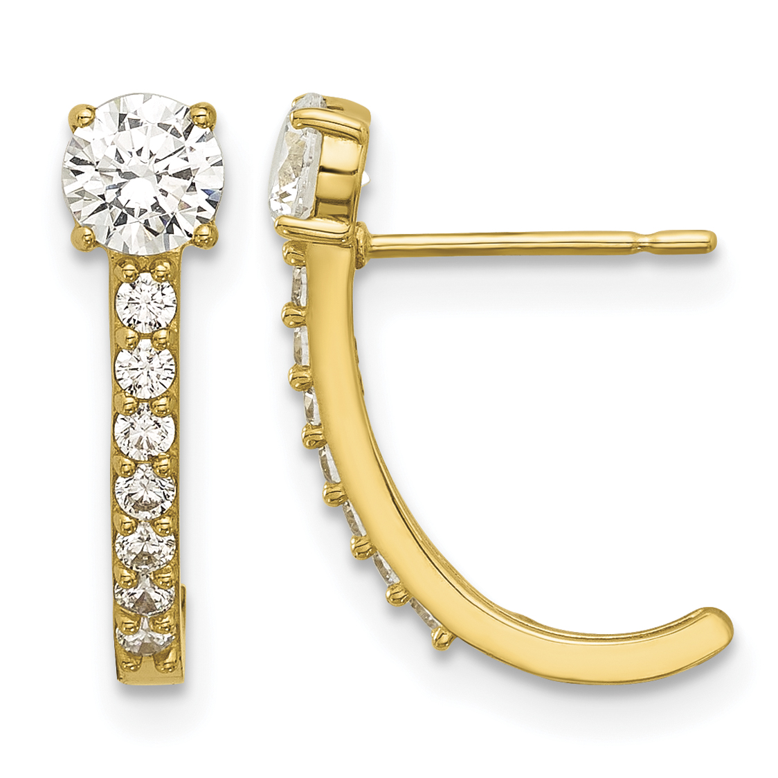 14k Madi K Polished CZ Post J-Hoop Earrings (GK1191)