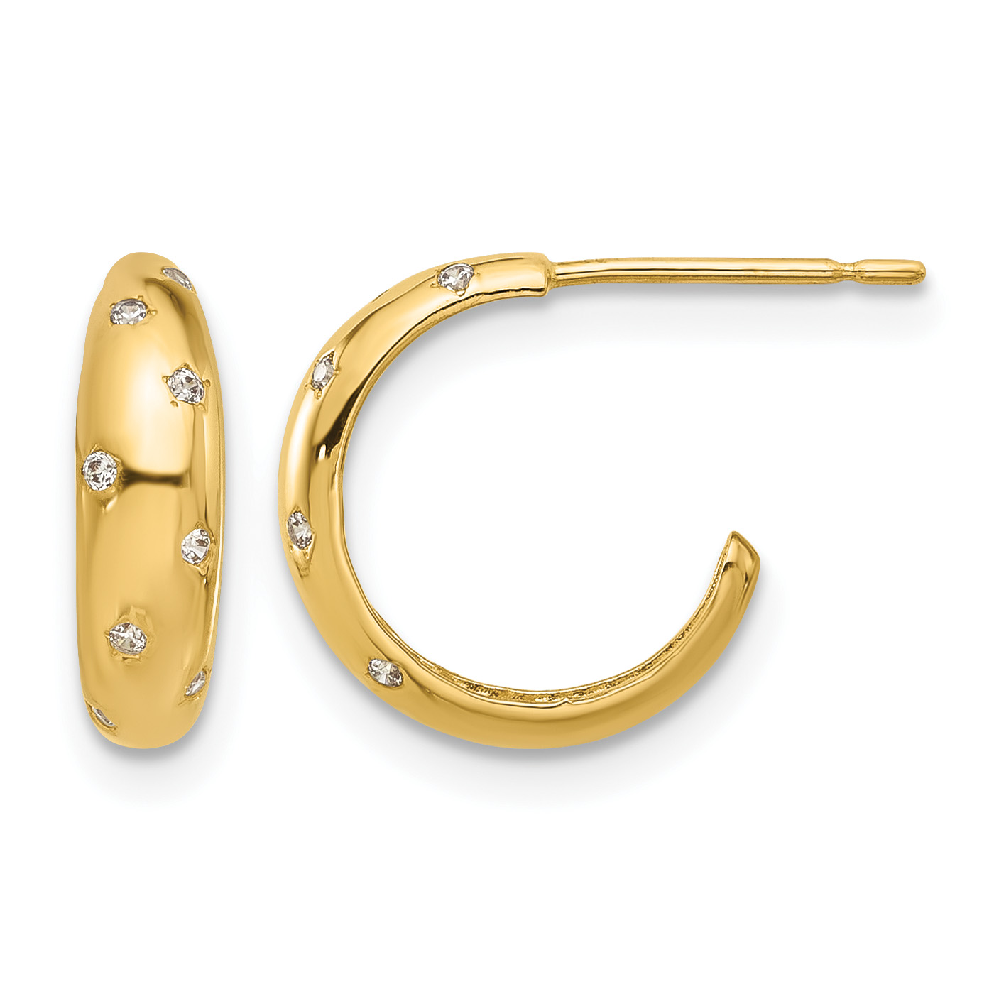 14k Madi K Polished CZ Post Hoop Earrings (GK1192)