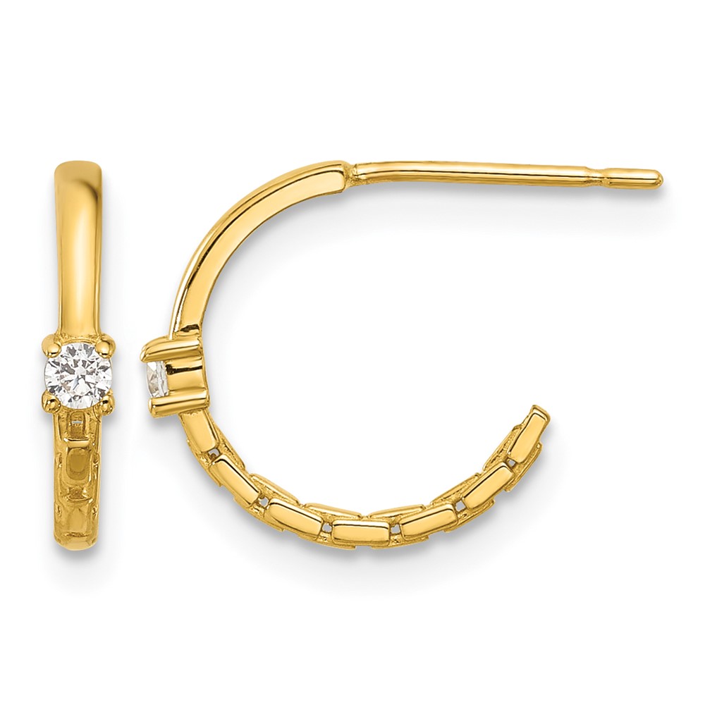14k Madi K Polished CZ Link Post Hoop Earrings (GK1193)