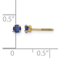 14K Yellow Gold Madi K 3mm Round Sapphire Birthstone Screwback Post Earrings view 4