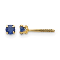 14K Yellow Gold Madi K 3mm Round Sapphire Birthstone Screwback Post Earrings view 1