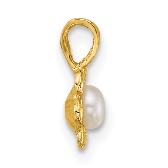 14k Madi K Polished 3-4mm Button White Freshwater Cultured Pearl Flower Pendant