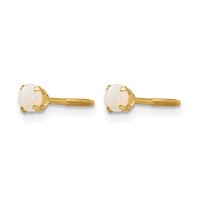 14K Yellow Gold Madi K 3mm Round Opal Birthstone Screwback Post Earrings view 2