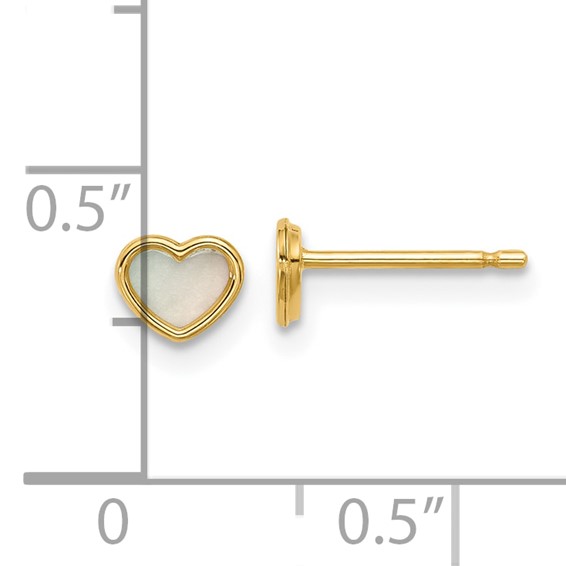 14K Polished Mother of Pearl 5mm Heart Post Earrings