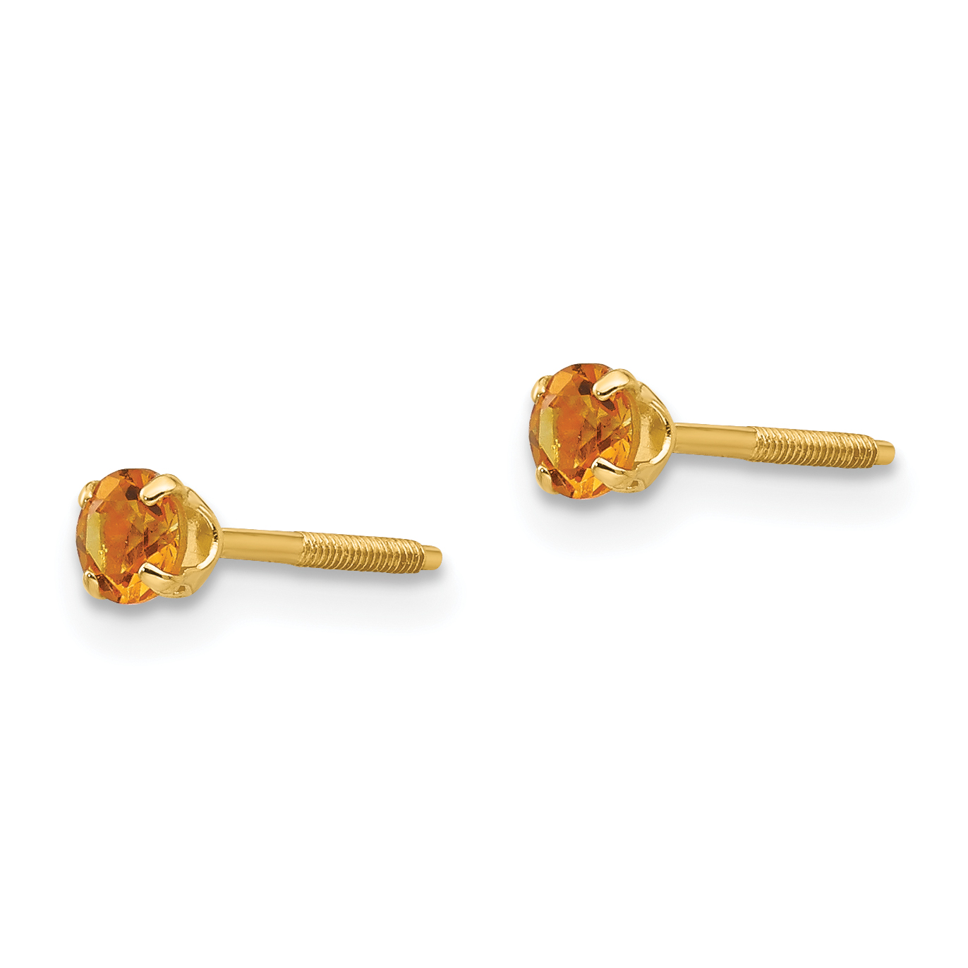 14k Madi K 3mm Citrine Birthstone Earrings GK122 - Picture 2 of 5