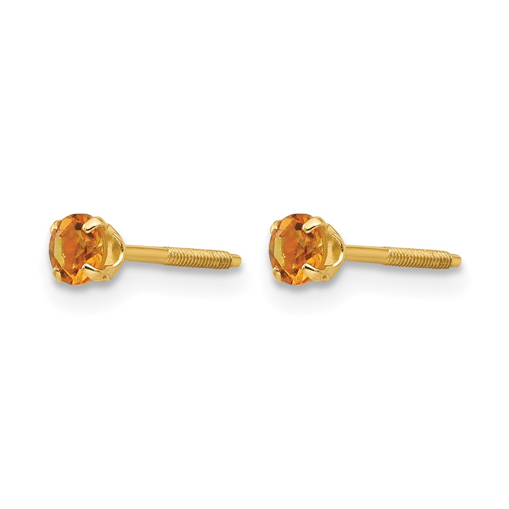 14k Madi K 3mm Citrine Birthstone Earrings (GK122)