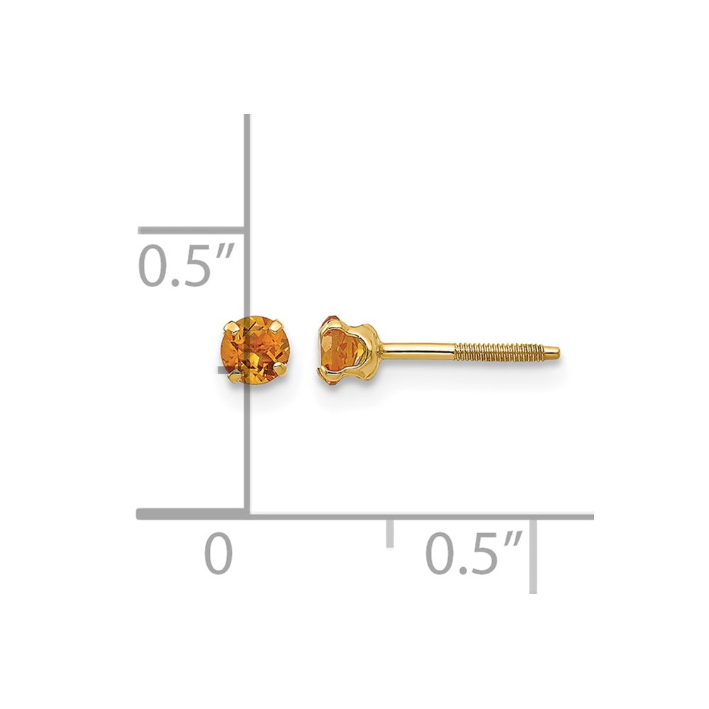 14k Madi K 3mm Citrine Birthstone Earrings (GK122)