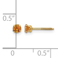 14K Yellow Gold Madi K 3mm Round Citrine Birthstone Screwback Post Earrings view 4