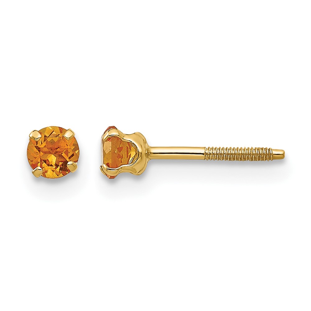 14k Madi K 3mm Citrine Birthstone Earrings (GK122)