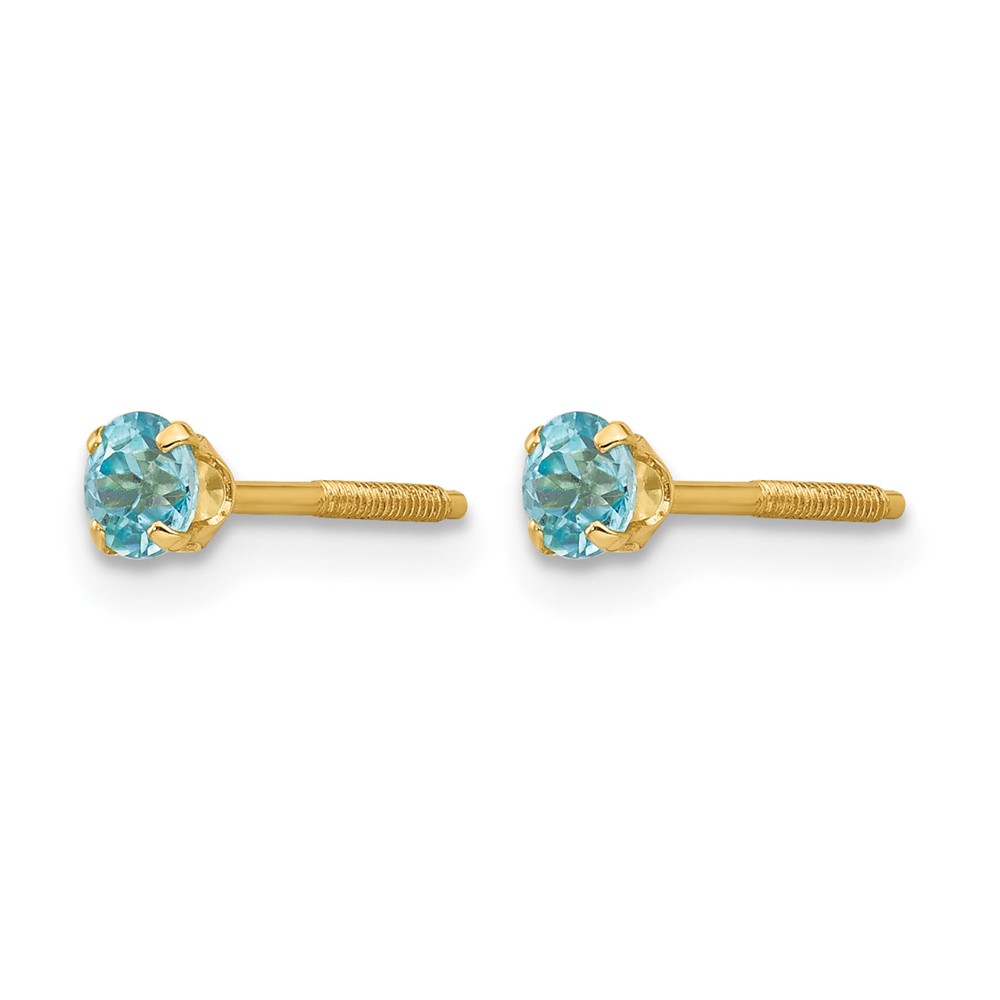 14k Madi K 3mm Blue Zircon Earrings (GK123)