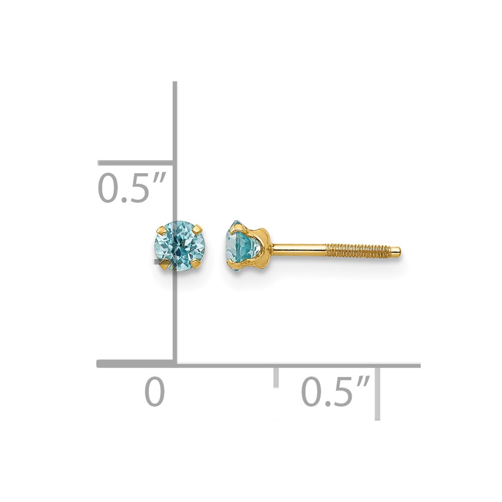 14k Madi K 3mm Blue Zircon Earrings (GK123)