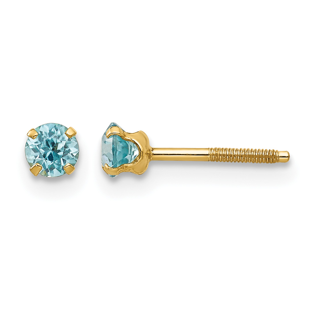 14k Madi K 3mm Blue Zircon Earrings (GK123)