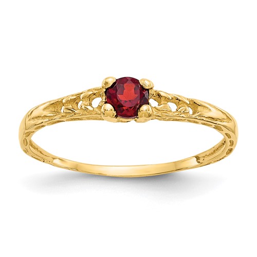 14K Yellow Gold Madi K 3mm Garnet Birthstone Ring, Size 3