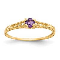14K Yellow Gold Madi K 3mm Amethyst Birthstone Ring view 1