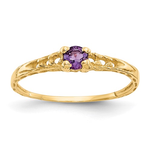 14K Yellow Gold Madi K 3mm Amethyst Birthstone Ring, Size 3